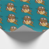 Papier Cadeau Morse mignon drôle mangeant la crème glacée (Coin)