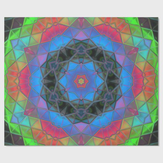 Papier Cadeau Mosaic Kaleidoscope Fleur arc en ciel (Plat)
