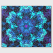 Papier Cadeau Mosaic Kaleidoscope Fleur bleu et violet (Plat)