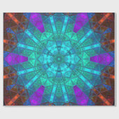 Papier Cadeau Mosaic Kaleidoscope Fleur Bleu pourpre et rouge (Plat)