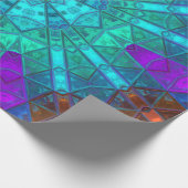 Papier Cadeau Mosaic Kaleidoscope Fleur Bleu pourpre et rouge (Coin)