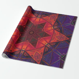 Papier Cadeau Mosaic Kaleidoscope Fleur rouge et violet