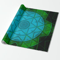 Mosaic Kaleidoscope Fleur Vert et Bleu