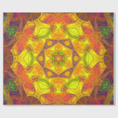 Papier Cadeau Mosaic Mandala Fleur Jaune Orange et Violet (Plat)