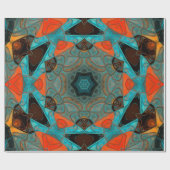 Papier Cadeau Mosaic Mandala Flower bleu et orange (Plat)