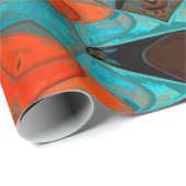 Papier Cadeau Mosaic Mandala Flower bleu et orange (Coin rond)