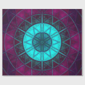 Papier Cadeau Mosaic Mandala Flower bleu et violet (Plat)