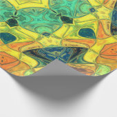 Papier Cadeau Mosaic Mandala Flower vert jaune bleu et orange (Coin)