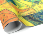 Papier Cadeau Mosaic Mandala Flower vert jaune bleu et orange (Coin rond)