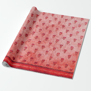 Papier Cadeau MOSAÏQUE BYZANTINE SIMPLE ÉLÉGANTE FLEURS Rose Rou