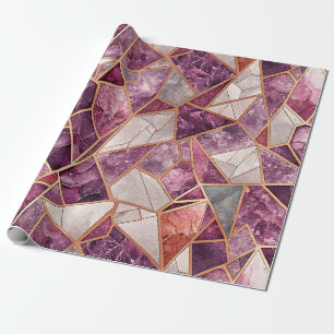 Papier Cadeau Mosaïque d'améthyste – Verre fissuré - Violet
