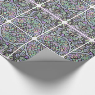 Papier Cadeau Mosaïque de fleurs violet pansement floral élégant