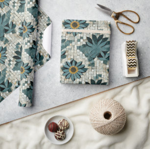 Papier Cadeau Mosaïque de pierre florale