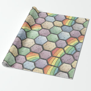 Papier Cadeau Mosaïque en nid d'abeille arc-en-ciel – Carreau he