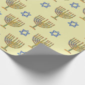 Papier Cadeau Mosaïques Menorahs + Étoiles (Coin)