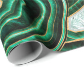 Papier Cadeau Moss Green Geode et Crystals Art numérique (Coin rond)