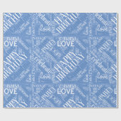 Papier Cadeau Mot d'anniversaire Nuage grand-mère bleu ID276 (Plat)