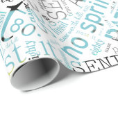 Papier Cadeau Mot d'anniversaire Nuage huit bleu ID266 (Coin rond)