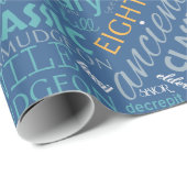 Papier Cadeau Mot d'anniversaire Nuage huit bleu ID266 (Coin rond)