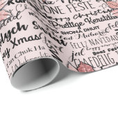 Papier Cadeau Mot de vacances moderne Art Beige Noël (Coin rond)