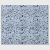 Papier Cadeau Mot de vacances moderne Art bleu Noël (Plat)