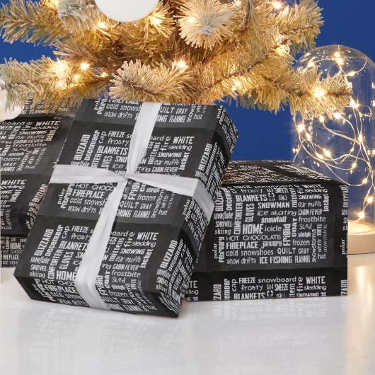 Papier Cadeau Mot d'hiver Cloud sur tableau noir (Vacances)