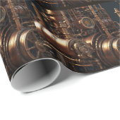 Papier Cadeau Moteur industriel Steampunk (Coin rond)
