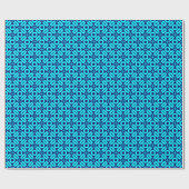 Papier Cadeau Motif 2002 - Cyan sur Deep Navy (Plat)
