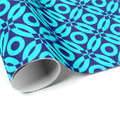 Papier Cadeau Motif 2002 - Cyan sur Deep Navy (Coin rond)