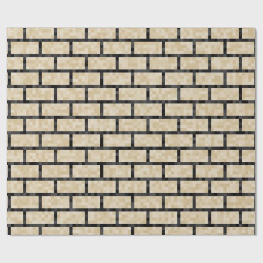 Papier Cadeau Motif à 8 bits ringard et beige de briques de (Plat)