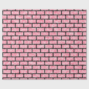 Papier Cadeau Motif à 8 bits rose de briques de style de