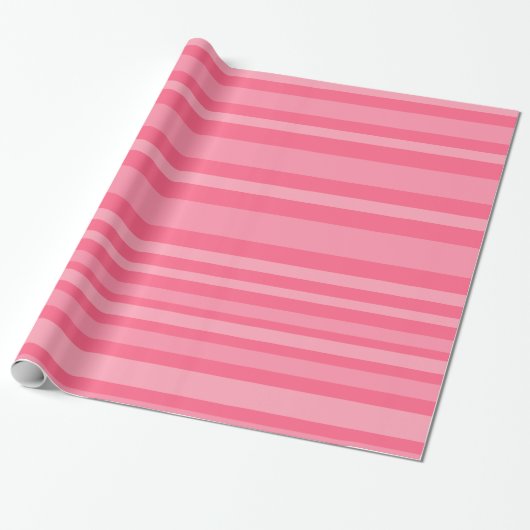 Papier Cadeau Motif à bande variable mignon en rose bonbon (Déroulé)