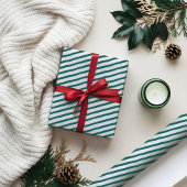 Papier Cadeau Motif à bande verte et blanche moderne
