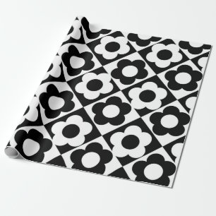 Papier Cadeau Motif à bille en diamant noir et blanc
