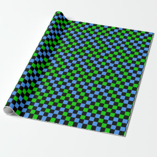 Papier Cadeau Motif à carreaux bleu vert et noir 