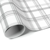 Papier Cadeau Motif à carreaux délicat de gris blanc (Coin rond)