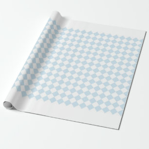 Papier Cadeau Motif à carreaux diamant bleu pastel et blanc