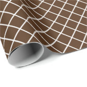 Papier Cadeau Motif à carreaux élégant brun foncé café blanc (Coin rond)