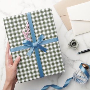 Papier Cadeau Motif à carreaux gingham vert olive