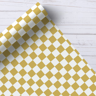 Papier Cadeau Motif à carreaux or et blanc