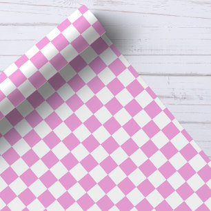Papier Cadeau Motif à carreaux rose et blanc