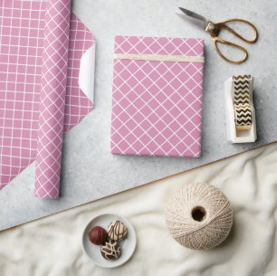 Papier Cadeau Motif à carreaux rose et blanc de style vintage ch