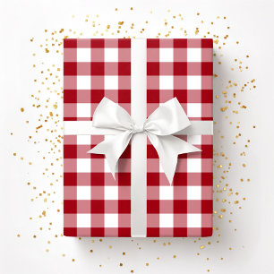 Papier Cadeau Motif à carreaux rouges de ferme rustique