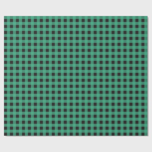 Papier Cadeau Motif à chèque à blanc Buffalo Vert Simple Rustiqu (Plat)