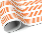 Papier Cadeau Motif à cinq bandes orange et blanc (Coin rond)