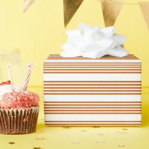 Papier Cadeau Motif à cinq bandes orange et blanc brûlés