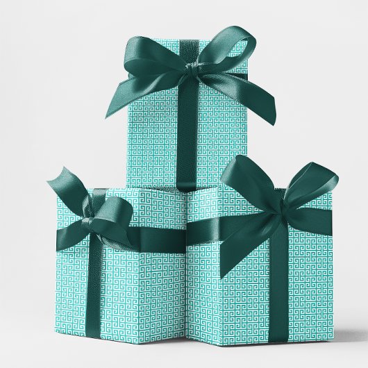Papier Cadeau Motif à clé Turquoise et blanche