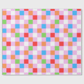 Papier Cadeau Motif à damiers coloré (Plat)