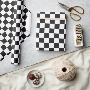 Papier Cadeau Motif À damiers noir et blanc sophistiqué