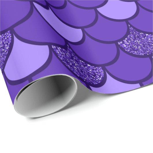 Papier Cadeau Motif à échelle de poisson pourpre avec effet part (Coin rond)